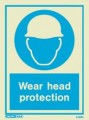 Wear Head Protection PPE Safety Sign - Photoluminescent - Jalite 5499D