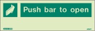 Jalite 4304K Push Bar To Open Sign - 150 x 400mm - Photoluminescent