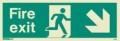 439K Down Right Arrow Photoluminescent Fire Exit Sign (150 x 400mm) (Self-Adhesive Vinyl Material)