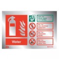 Polished Aluminium Metal Water Fire Extinguisher ID Sign - Jalite ME6374IDRMR